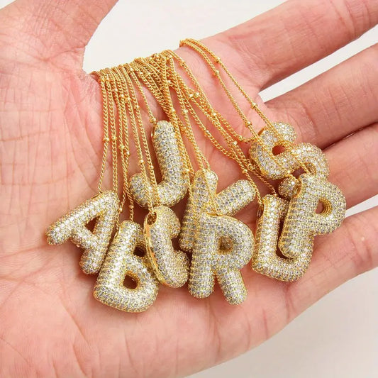 Bubble bokstav initial halsband set | Guld