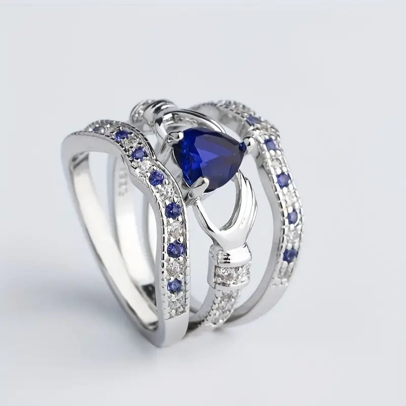 Silver Safir Interlocking Ring