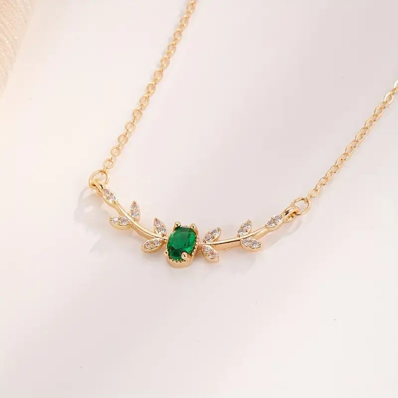 Guld Smaragd Minimalistisk Halsband