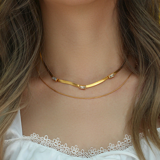 Eve Herringbone Guld Halsband