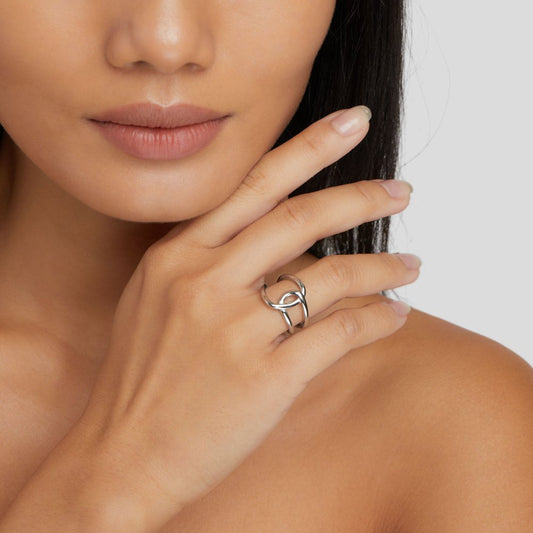 Silver Interlocking Öppen Ring