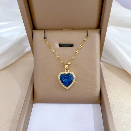 Guld Safir Hjärthalsband