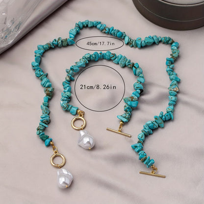 Turkos & Pärlhalsband Armband Set