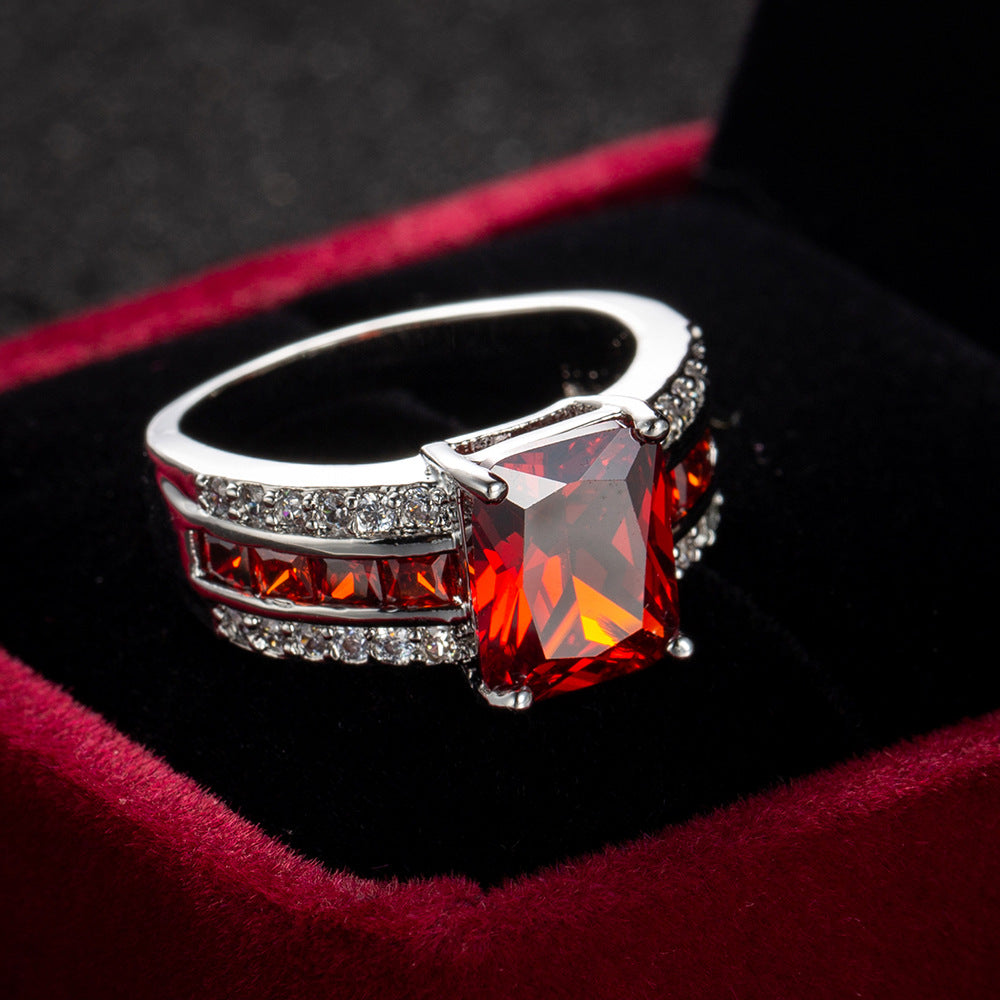 Silver Rubin Split-Shank Ring