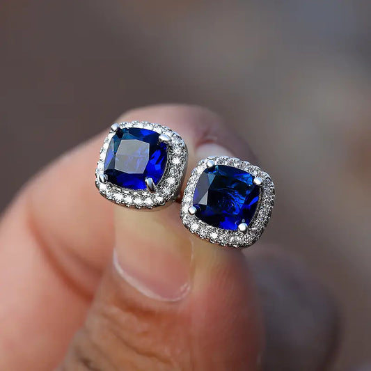 Silver Safir Halo Örstift