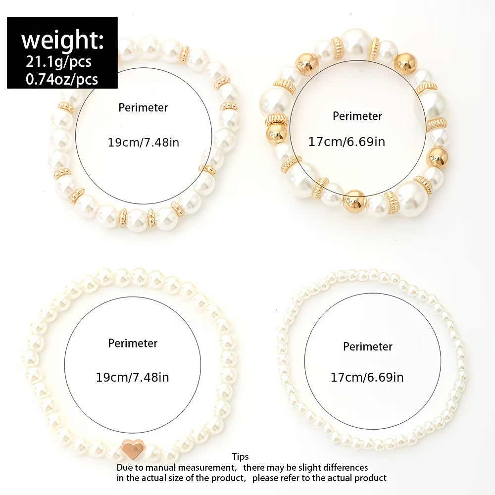 Pärl Stacking Armband Set av 4