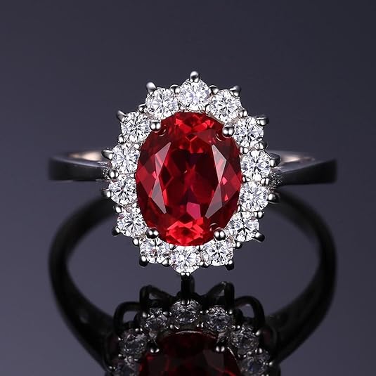Klassisk Rubin Halo Ring | Vitguld