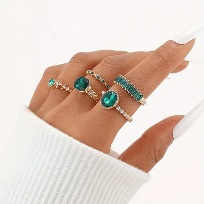 Guld Smaragd Ring Set