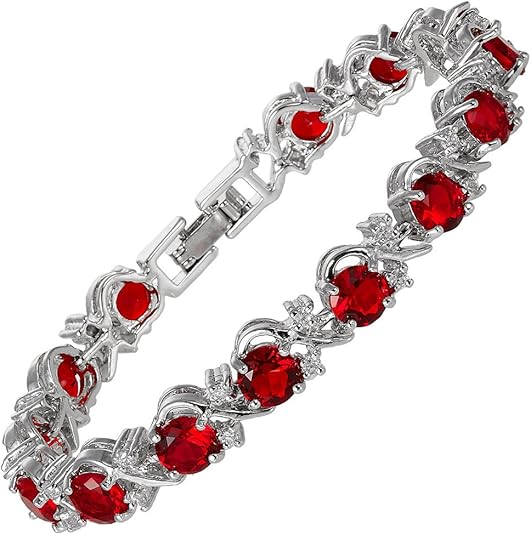 Rubin Vine Tennisarmband | Vitguld