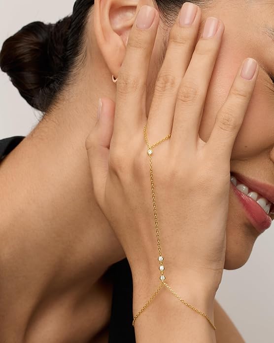 Pärlad Handchain Armband | Guld