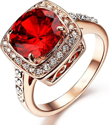 Rubin Halo Statementring | Roséguld