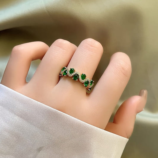 Calira Sparkling Smaragd Öppen Ring | Guld