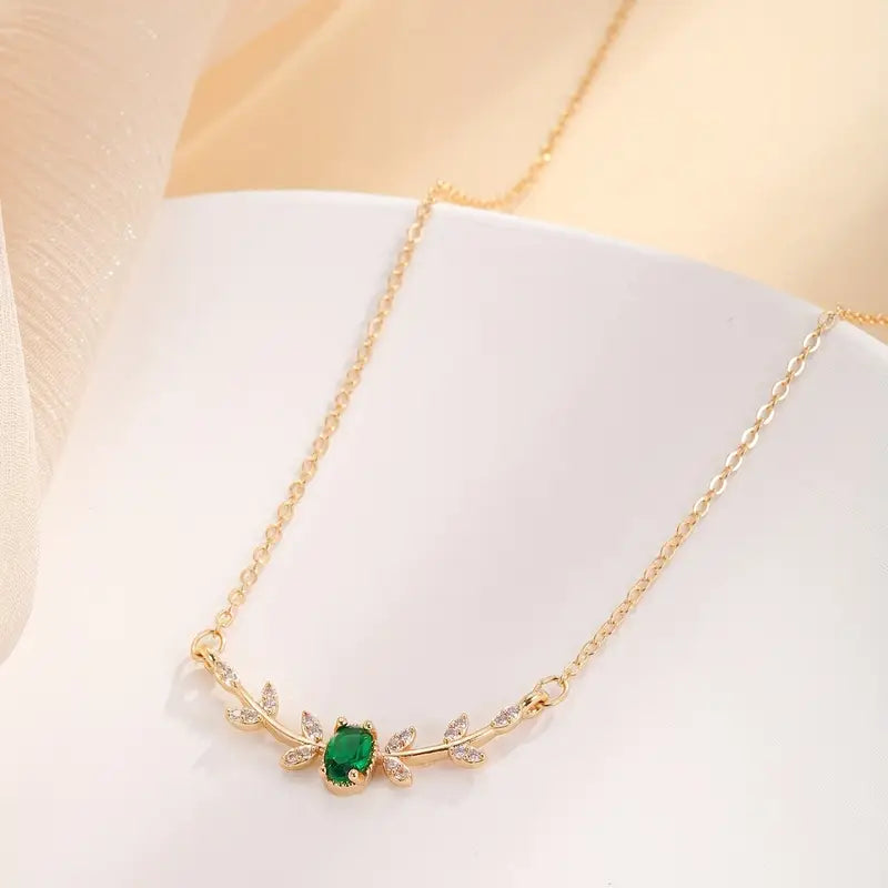 Guld Smaragd Minimalistisk Halsband