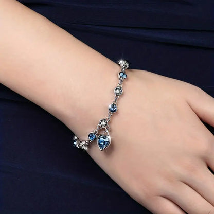 Silver Safir Hjärta Länkarmband