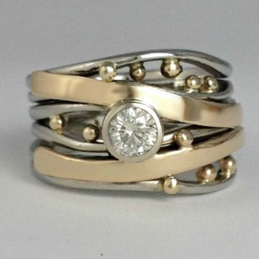 Silver och Guld Bezel Wrap Ring