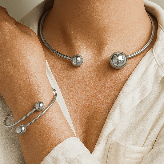 Minimalistisk Glow Collar & Manschettarmband Set | Guld