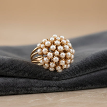 Elegant Inlagd Pärl Guld Ring