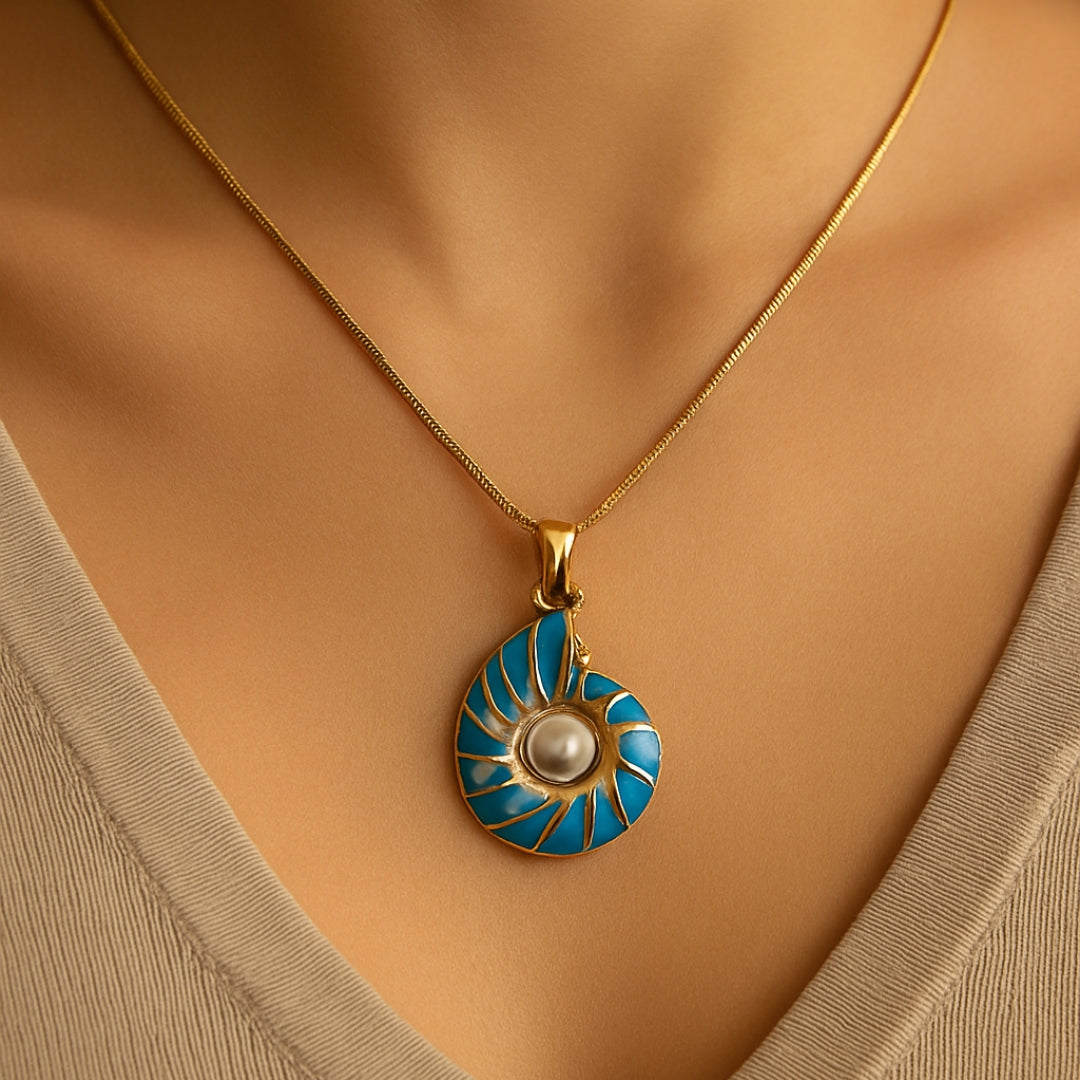 Seashell Pärl Guld Halsband