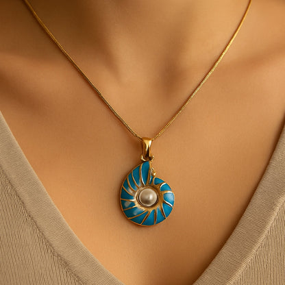 Seashell Pärl Guld Halsband