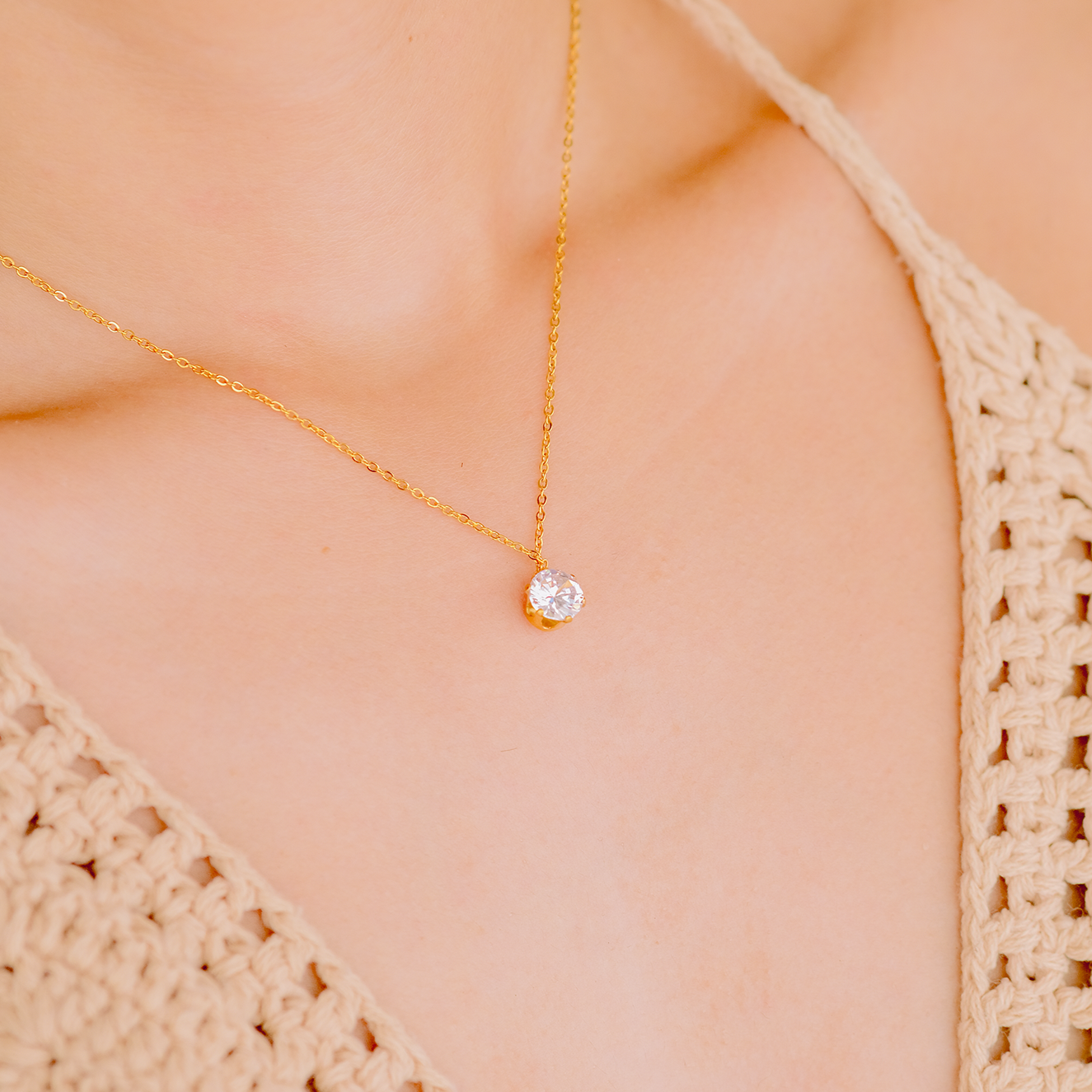 Kyla Solitär Guld Halsband