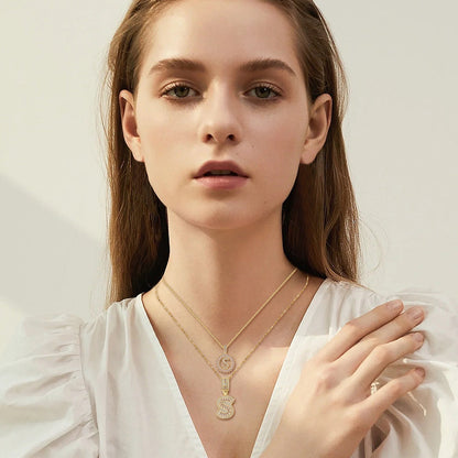 Pavé bokstav initial halsband set | Guld