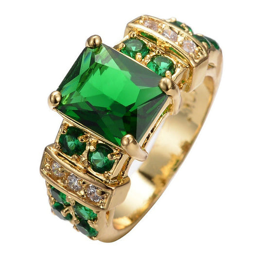 Guld Smaragd Geometrisk Ring