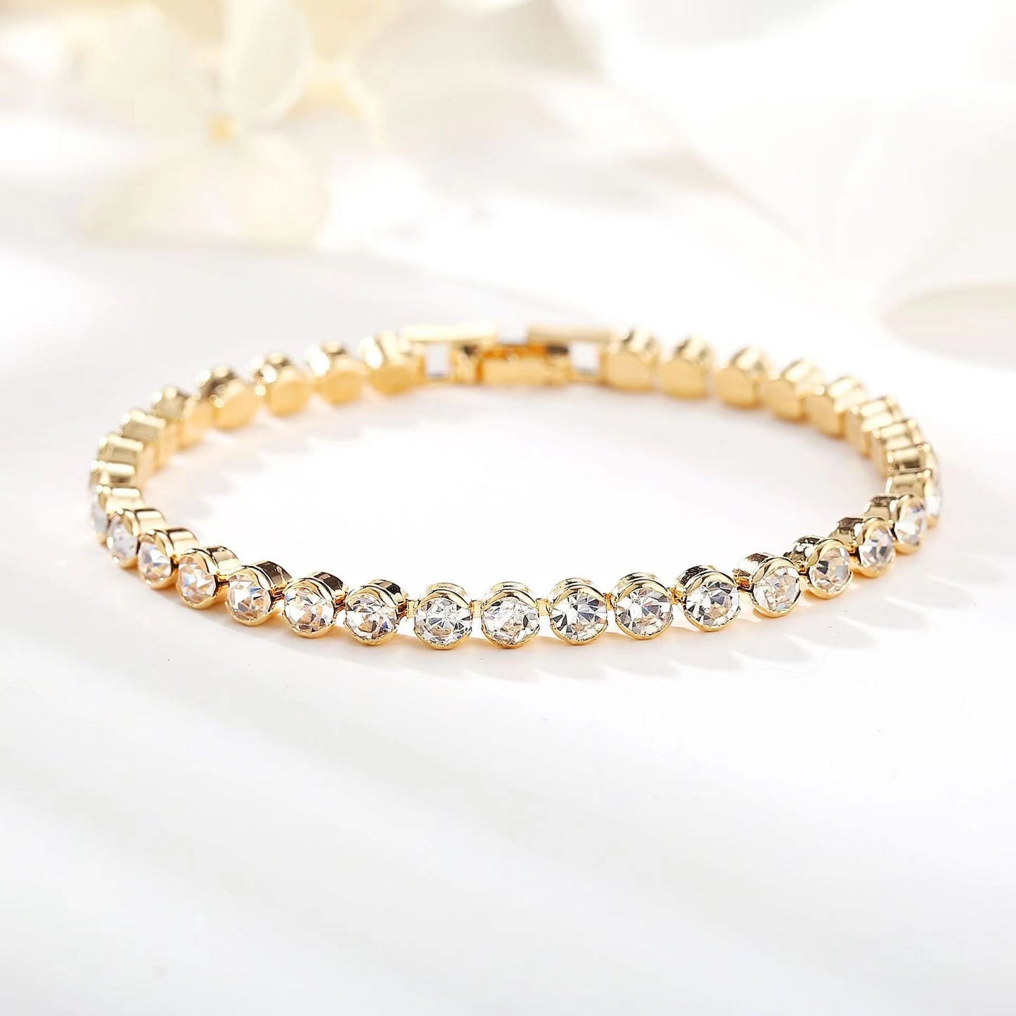 Rundslipning Tennisarmband | Guld