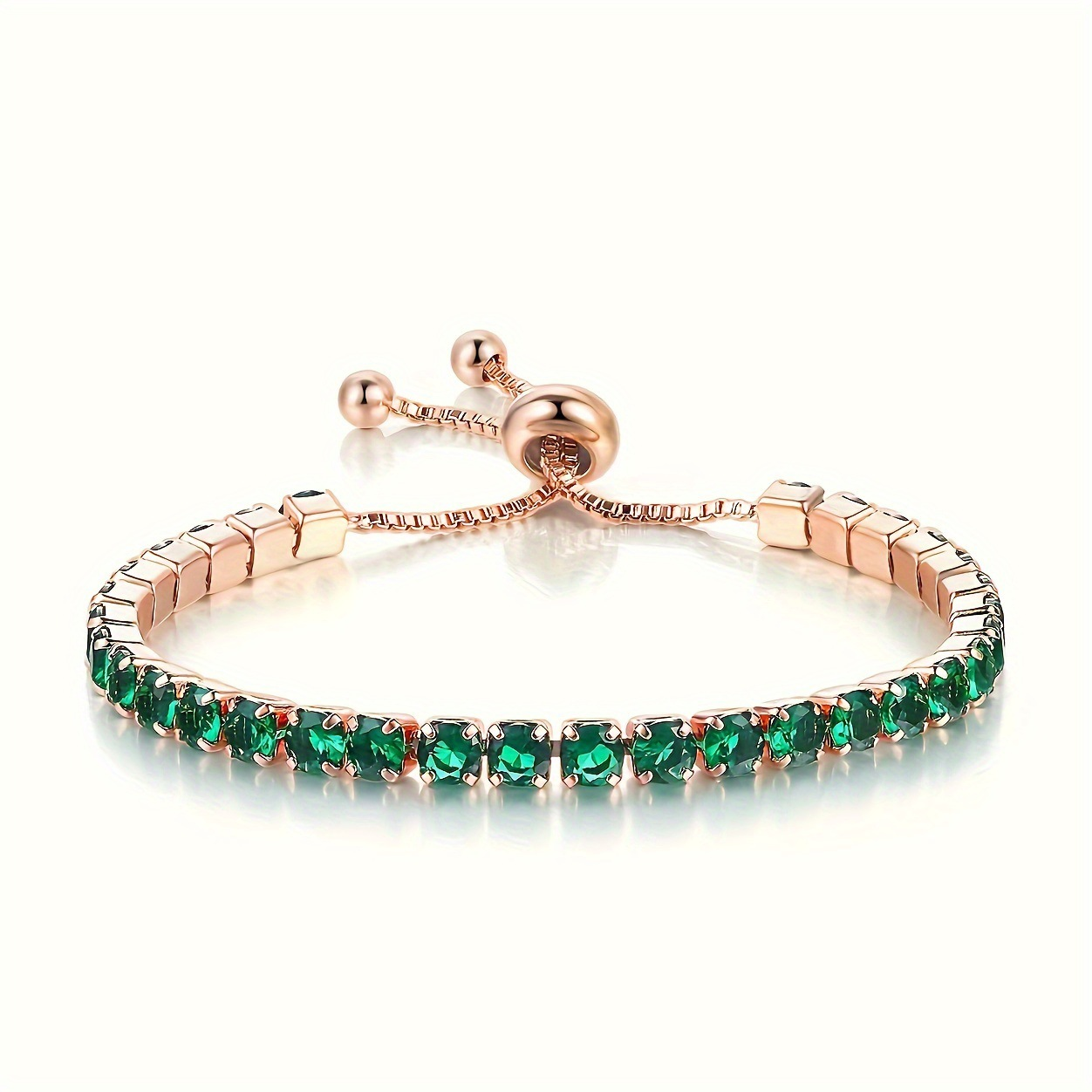 Guld Smaragd Adjustable Tennisarmband
