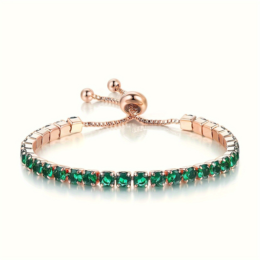 Guld Smaragd Adjustable Tennisarmband