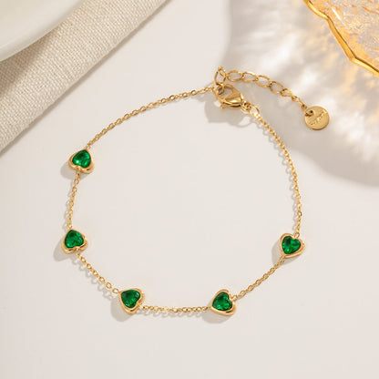 Francia Grön Hjärtarmband