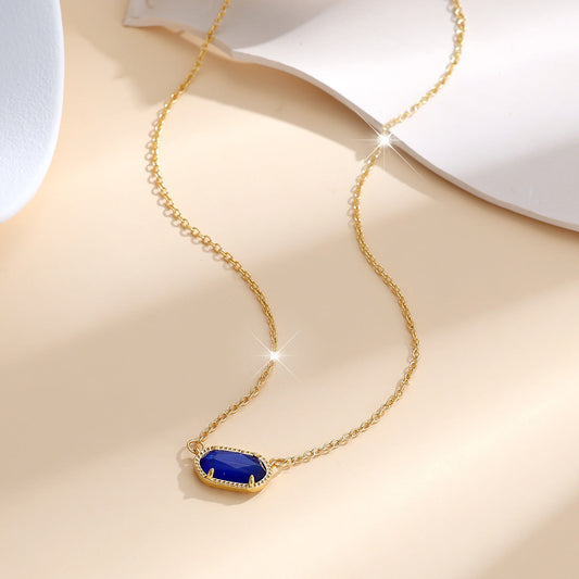 Klassisk Oval Safir Halsband | Guld