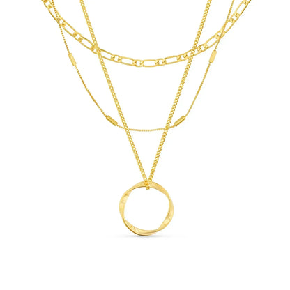 Öppen Circle Three Row Halsband | Guld