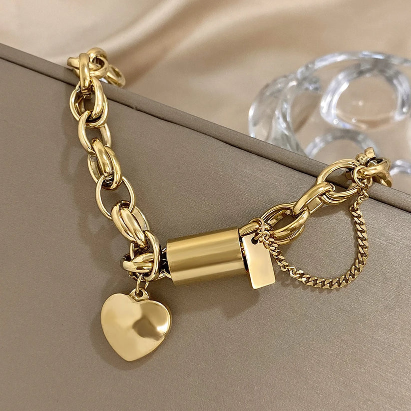 Heartened Grov Armband | Guld