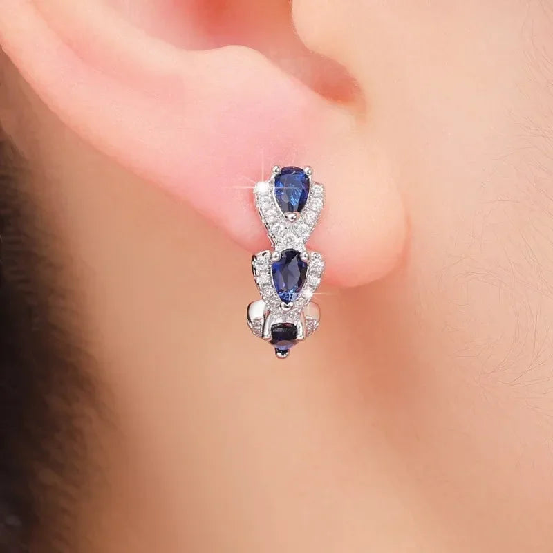 Silver Safir Halo Creoler