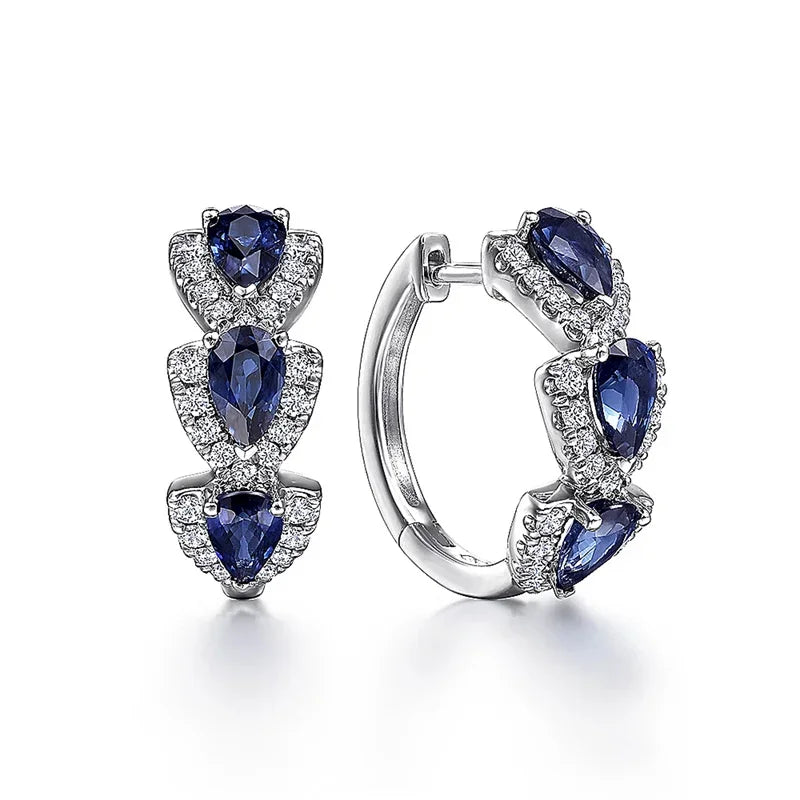 Silver Safir Halo Creoler