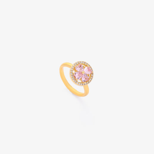 Rosa Hjärta Bloom Snurrande Ring | Guld