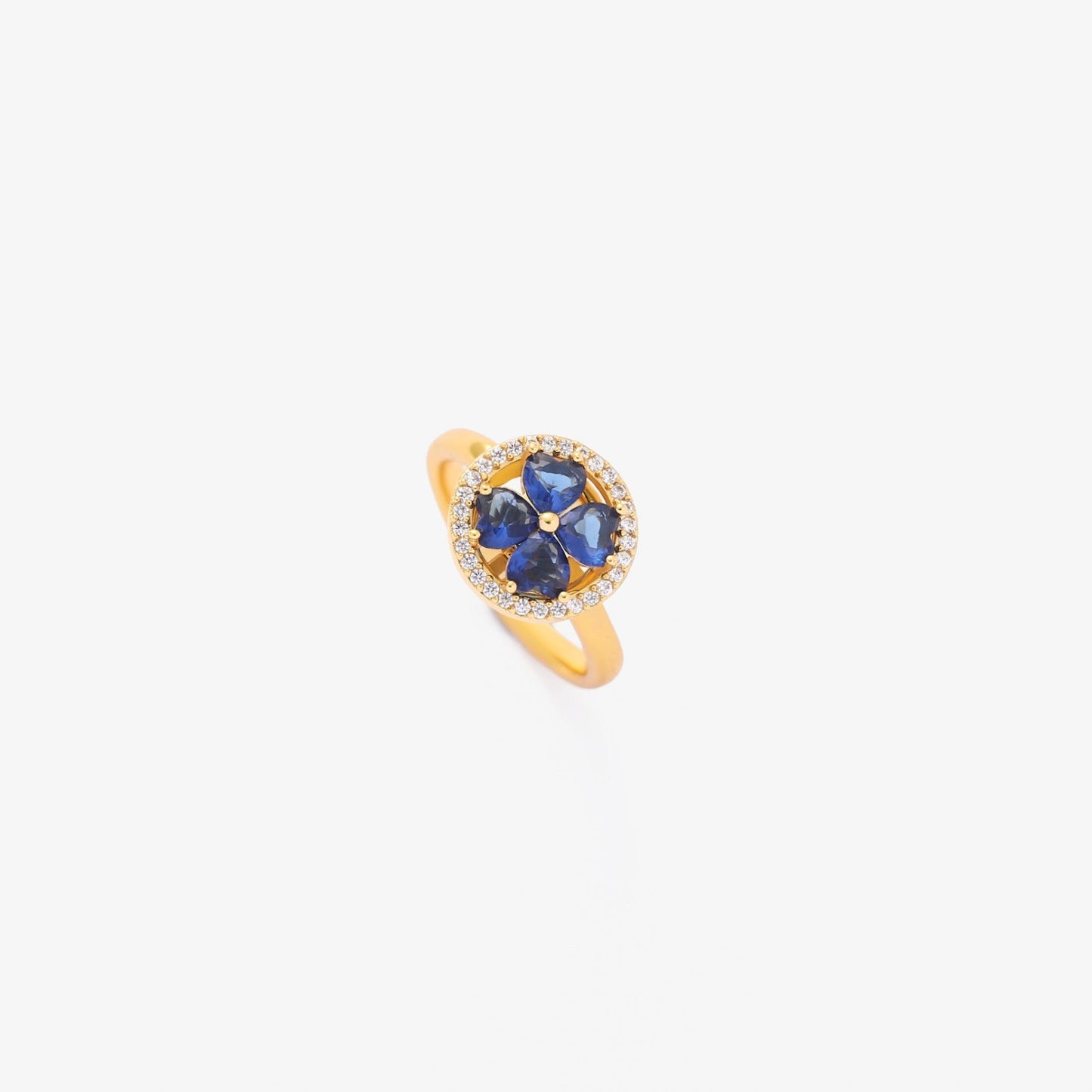 Guld Safir Blommig Ring