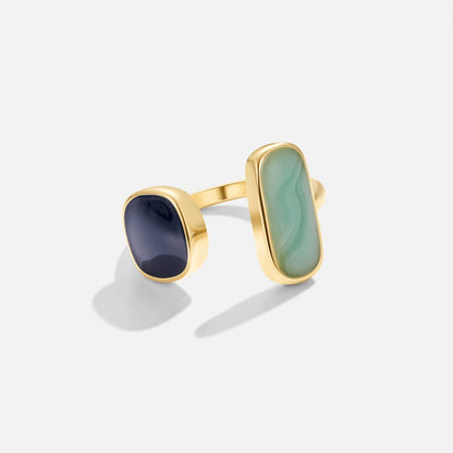 Guld Dual Sten Öppen Ring