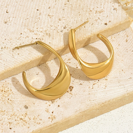 Sculpted Halvmåne Creoler | Guld