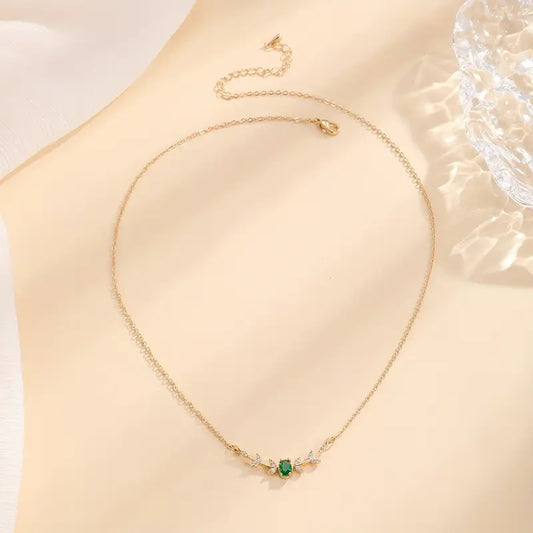 Guld Smaragd Minimalistisk Halsband