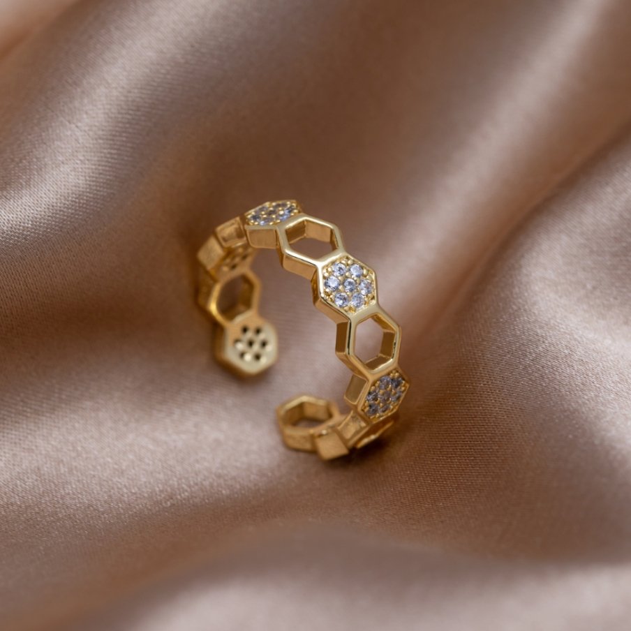 Guld Geometrisk Öppen Ring