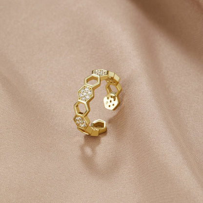 Guld Geometrisk Öppen Ring