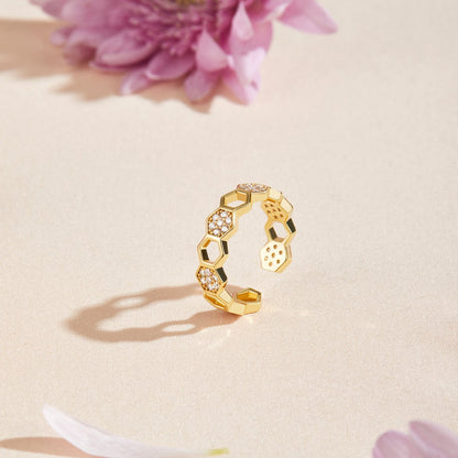 Guld Geometrisk Öppen Ring