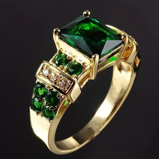 Guld Smaragd Multi-Stone Ring
