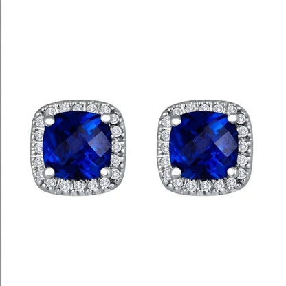 Saphir Fyrkantig Örstift | Vitguld