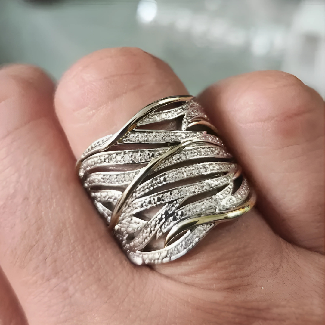 Silver och Guld Vävd Band Ring